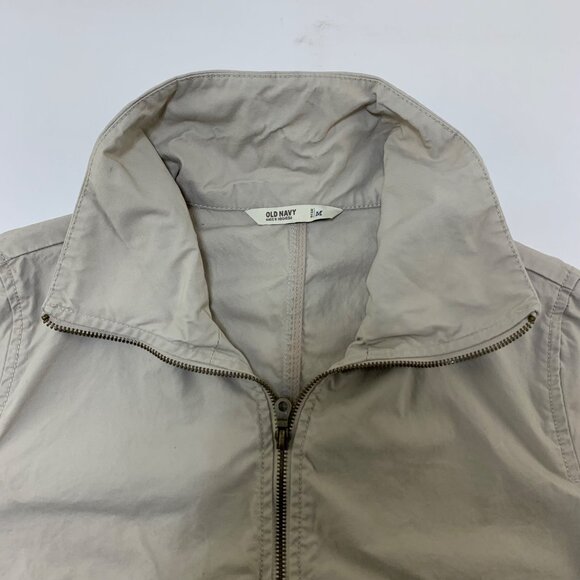 Old Navy Tan Canvas Zip Front Bomber Jacket M - Picture 2 of 6